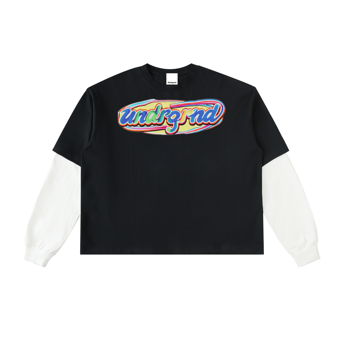 Layered Contrast Sleeve Cotton T-Shirt