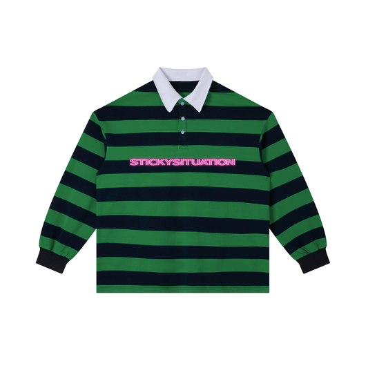 Color Block Stripe Polo Shirt